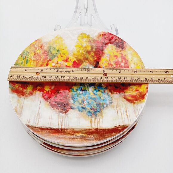 Pier 1 Imports Ironstone Fall Trees Impressionist Plate 8 3/4" Set of 4 Autumn - Picture 4 of 4